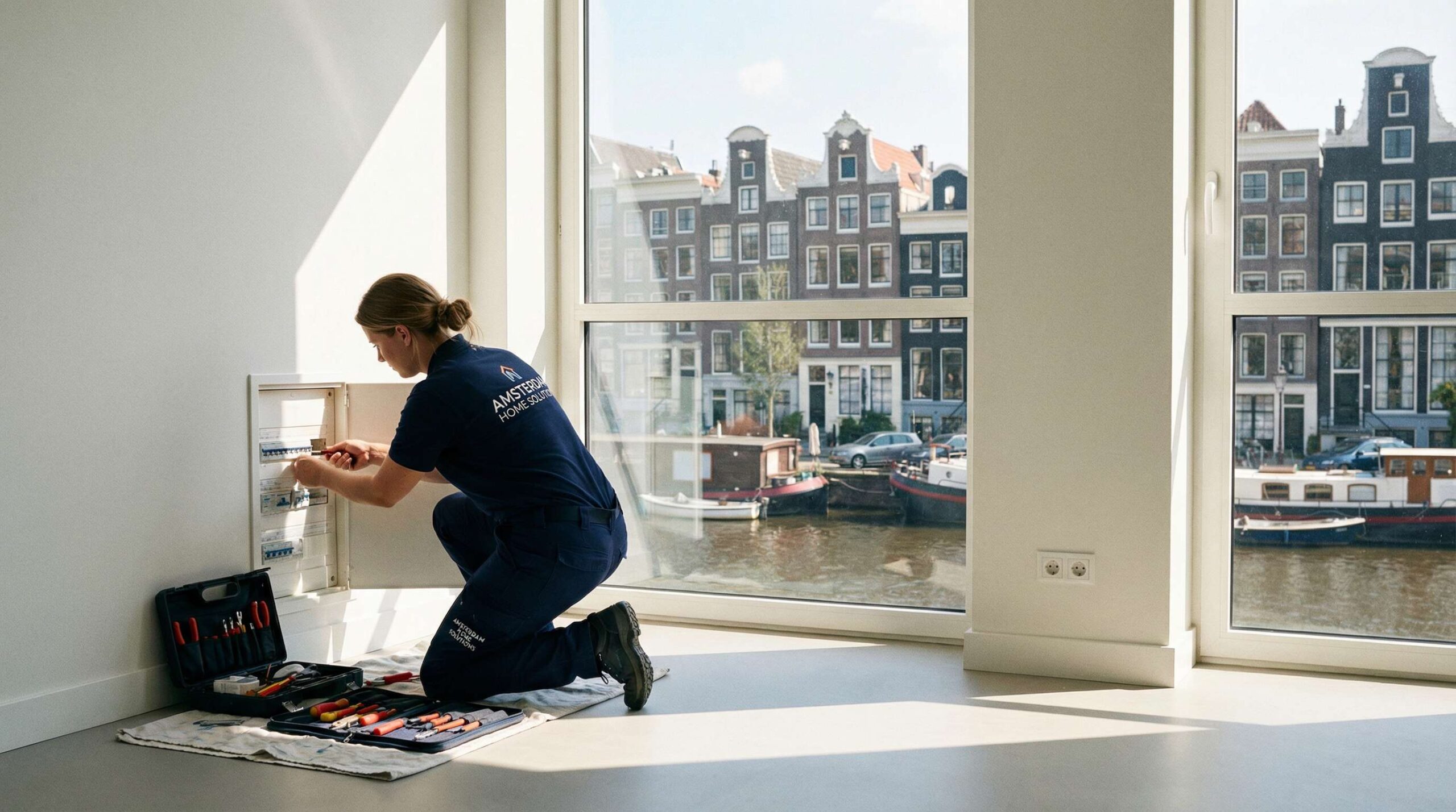 Home services booking Amsterdam calendar with a wrench and a house icon